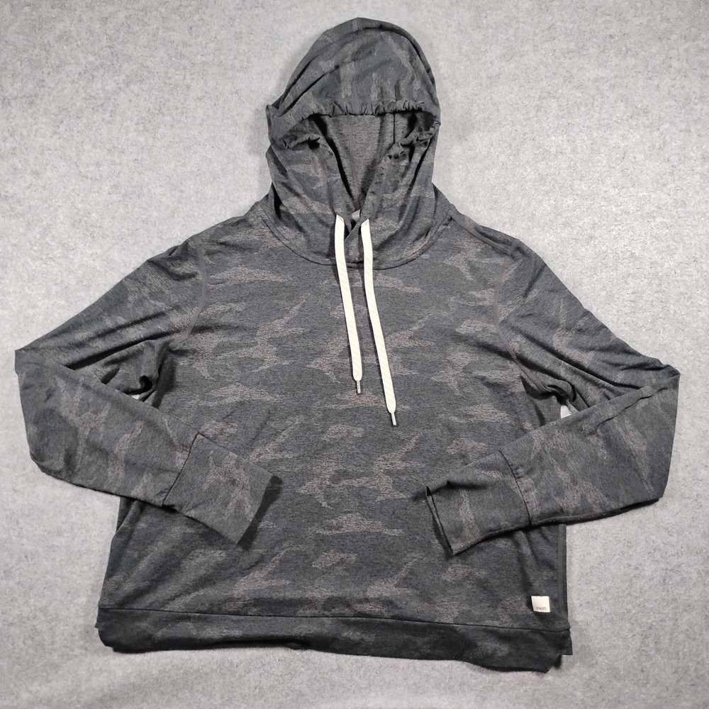 Vuori Halo Essential Hoodie Womens Large Gray Camo VW226 Active Pullover